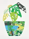 Jonas Wood, Landscape Pot with Plant, 2017, Screenprint in colours, on Somerset Satin Enhanced paper, with full margins