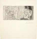 Pablo Picasso, Dans l'atelier: peintre, modèle et spectatrice (In the Studio: Painter, Model and Spectator), 1963, Etching, on wove paper, with full margins