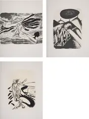 Enzo Cucchi, Immagine Feroce (Fierce Image), 1981, The complete set of five lithographs in colours, on Fabriano Rosaspina paper, the full sheets and with margins, with title page and colophon, the sheets loose (as issued) all contained in the original blue fabric-covered portfolio