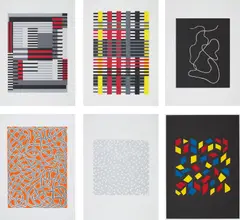 Anni Albers, Connections, 1925/1983, The complete set of nine screenprints in colours, on Cartiere Miliani of Fabriano Umbria Italia and Fabriano Cotton papers, with full margins, with an introduction From the Line to the Texture by the publisher, the sheets loose (as issued) all contained in the original paper-covered cardboard portfolio with printed title