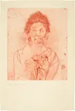 Jim Dine, Nancy Outside in July: state V, 1978, Etching with drypoint in red-brown, with power-tool abrasion, on Kozo cream paper, with full margins