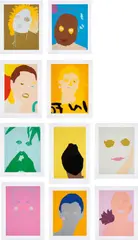 Gary Hume, Portraits, 1998, The complete set of 10 screenprints in colours, on Somerset Satin paper, with full margins, with colophon and title page, the sheets loose (as issued) all contained in the original buckram-covered portfolio with printed cover