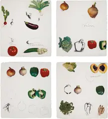 Vegetables by Jim Dine, 1970, The complete set of eight lithographs with collage in colours, on Hodgkinson handmade paper, the full sheets, with title, sold Sep 2020