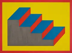 Form Derived from a Cubic Rectangle (steps) by Sol LeWitt, 1992, Woodcut in colours, on Fukui-Kozo paper, the full sheet, sold Sep 2020