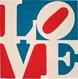 Robert Indiana, Chosen Love, 1995, Skein dyed, hand carved and hand tufted archival New Zealand woolen rug, with natural latex backing