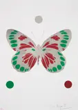 Science Xmas Butterfly Print by Damien Hirst, 2010, Foil block print in colours, on Arches 88 paper, with full margins, sold Sep 2020