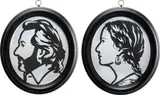 Luc and Ludivine Get Married (6) by Julian Opie, 2007, The pair of laser-cut Somerset Velvet black paper silhouettes, dry-mounted onto Clairefontaine Mayo paper (as issued), t, sold Sep 2020