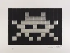 Invasion (Silver) by Invader, 2009, Screenprint with embossing and foil stamp, on wove paper, with full margins, sold Sep 2020
