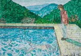 Madsaki, Portrait of an Artist (Pool with Two Figures) II (Inspired by David Hockney), 2020, Offset lithograph in colours, on smooth wove paper, the full sheet