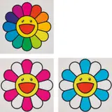 Smile On, Rainbow Flower!; Pinky Chan; and Sea Breeze Chan by Takashi Murakami, 2020, Three screenprints in colours, on smooth wove paper, with full margins, sold Sep 2020