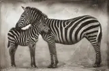 Portrait of Zebra Mother and Baby, Ngorongoro by Nick Brandt, 2005, Archival pigment print, sold Sep 2020
