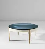Fontana Arte, Rare coffee table, model no. 1774, circa 1958, Glass, coloured mirrored convex glass, painted steel, brass