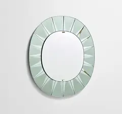 Rare mirror by Max Ingrand, circa 1957, Mirrored glass, partially sandblasted glass, nickel-plated brass, painted wood, sold Jun 2020