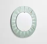 Max Ingrand, Rare mirror, circa 1957, Mirrored glass, partially sandblasted glass, nickel-plated brass, painted wood