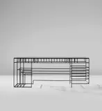Giovanni Ferrabini, Unique prototype desk, 1950s, Painted iron, glass