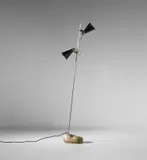 Luigi Caccia Dominioni, Rare ‘Sasso’ standard lamp, circa 1948, Painted aluminium, brass, chromium-plated steel, polished river stone