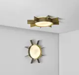 Gio Ponti, Pair of large ‘Sole’ ceiling or wall lights, circa 1957, Acrylic, brass