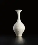 Swan-necked vase by Lucie Rie, circa 1956, Stoneware, shiny white glaze with integrated manganese speckle, sold Jun 2020