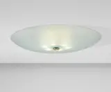 Max Ingrand, Ceiling light, circa 1955, Sandblasted glass, painted aluminium, brass