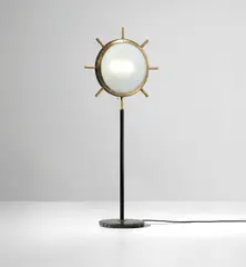 Standard lamp by Stilnovo, 1950s, Glass, brass, painted brass, brass-plated steel, painted brass-plated steel, marble, sold Jun 2020