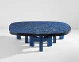 Ado Chale, Low table, circa 1970, Lapis lazuli, resin, painted steel