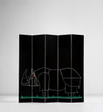 ‘Rhinocéros’ five-panelled screen, from the ‘Ultramobile’ series by François-Xavier Lalanne and Kazuhide Takahama, 1971-1976, Lacquered plywood, serigraph print, rubber, sold Jun 2020
