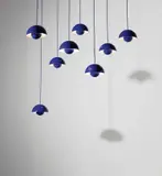 Verner Panton, Set of eight 'Flower Pot' ceiling lights, model no. 16562, circa 1968, Painted steel, aluminium, fabric cord