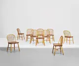 Palle Suenson, Set of ten dining chairs, designed for the canteen, Aarhus Oliefabrik A/S office building, 1938-1942, Beech, teak