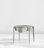 André Dubreuil, 'Paris' table, circa 1988, Bent, welded, and torch-decorated sheet steel