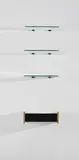 Set of three wall-mounted shelves and drawer unit by Gio Ponti, circa 1965, Plastic-laminated wood, ash, glass, patinated brass, sold Jun 2020