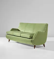 Rare sofa by Carlo De Carli, 1950s, Fabric, walnut, sold Jun 2020