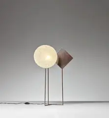 Vittorio Gregotti, Table lamp, circa 1973, Oxidised brass, fabric