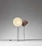 Vittorio Gregotti, Table lamp, circa 1973, Oxidised brass, fabric