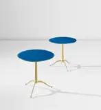 Osvaldo Borsani, Pair of side tables, circa 1949, Reverse-painted glass, brass