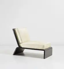 Jean Royere, Chauffeuse, circa 1936, Ebonised wood, hide, leather