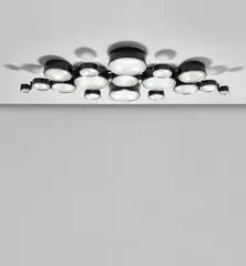 Studio B.B.P.R., Rare ceiling light, model no. 2045c, circa 1962, Painted aluminium, aluminium, painted metal, acid-etched prismatic glass