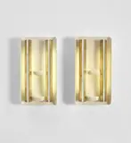 Pair of wall lights with niches by Gio Ponti, 1950s, Brass, painted steel, painted wood, sold Nov 2020