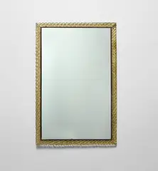 Venini, Large mirror, 1940s, Cordonato glass, mirrored glass, brass