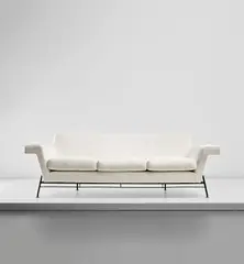 Studio B.B.P.R., Sofa, circa 1959, Fabric, painted steel, brass