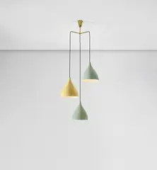 Ceiling light by Stilnovo, 1950s, Painted aluminium, brass, rubber cord, sold Nov 2020
