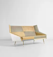 Gio Ponti, Prototype ‘Mariposa’ sofa, designed for the XI Milan Triennale, circa 1957, Vinyl, brass, painted brass