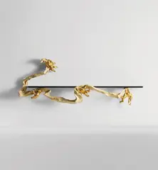 Osvaldo Borsani and Lucio Fontana, Wall-mounted console, designed for the dining room of Casa S., Milan, circa 1950, Marble, gilded and painted wood