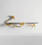 Wall-mounted console, designed for the dining room of Casa S., Milan by Osvaldo Borsani and Lucio Fontana, circa 1950, Marble, gilded and painted wood, sold Nov 2020