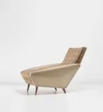 Gio Ponti, Rare ‘Distex’ armchair, circa 1953, Fabric, vinyl, walnut