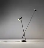 Gino Sarfatti, Rare adjustable standard lamp, model no. 1049/N, circa 1951, Painted aluminium, painted steel, brass, marble