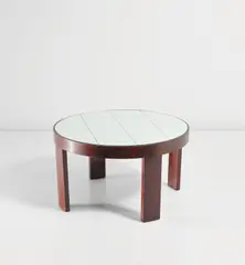 Coffee table by Gio Ponti, circa 1936, Stained walnut-veneered wood, stained walnut, mirrored glass, offered Nov 2020