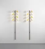 Stilnovo, Pair of adjustable wall lights, 1950s, Painted aluminium, painted brass, brass