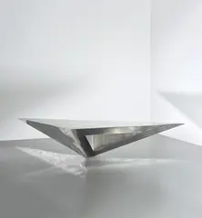 Beverly Pepper, Unique table, circa 1973, Polished and brushed stainless steel