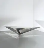Beverly Pepper, Unique table, circa 1973, Polished and brushed stainless steel