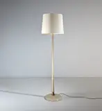 Carlo Scarpa, Standard lamp, model no. 516, circa 1942, Corroso glass, brass, paper shade